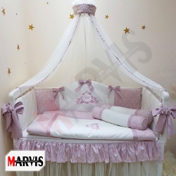 Set Completo Lenjerie Pat Bebe / Copii 9 Piese Rin Roz